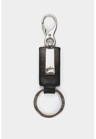 Llavero Retro De Cuero Mosquetón Negro Llavero Retro De Cuero Mosquetón Negro VÉLEZ Vélez