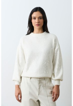 Sweater Tejido Oversized Para Mujer Nácar Sweater Tejido Oversized Para Mujer Nácar Crema L VÉLEZ