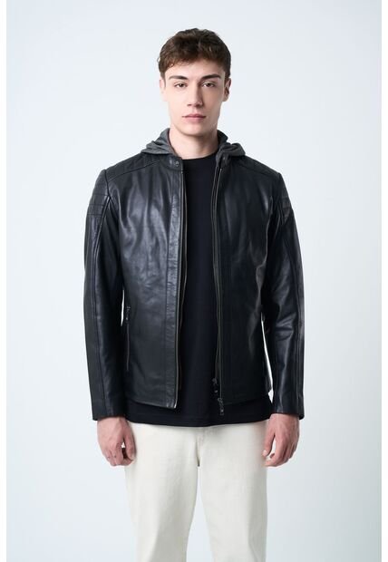 Chaqueta Belmont 2 De Cuero Liso Para Hombre Semi Ajustada Chaqueta Belmont 2 De Cuero Liso Para Hombre Semi Ajustada Negro L VÉLEZ