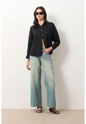 Camisa Peonia Para Mujer Manga Murciélago Camisa Peonia Para Mujer Manga Murciélago Negro S VÉLEZ