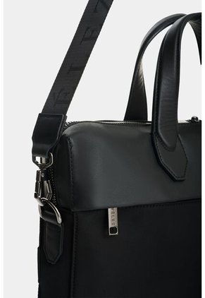 Maletín Portátil En Lona Y Cuero Para Hombre Breeze Maletín Portátil En Lona Y Cuero Para Hombre Breeze Negro VÉLEZ