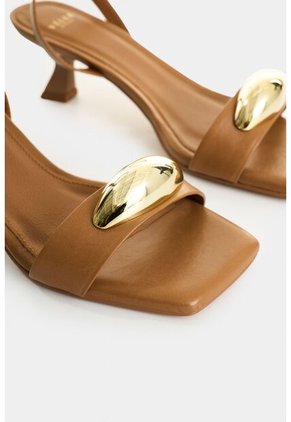 Sandalia Tacón De Cuero Para Mujer Cleo Sandalia Tacón De Cuero Para Mujer Cleo Miel 35 VÉLEZ