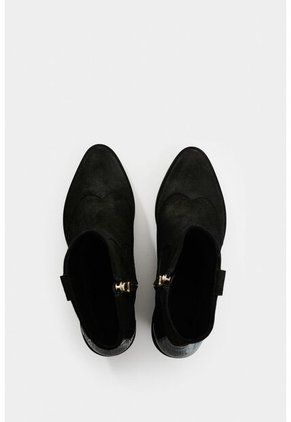 Botines Texanos De Cuero Gamuzado Para Mujer Sahara Botines Texanos De Cuero Gamuzado Para Mujer Sahara Negro 40 VÉLEZ