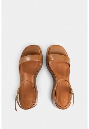 Sandalia Plataforma San Joaquin De Cuero Para Mujer Ajuste Al Tobillo Sandalia Plataforma San Joaquin De Cuero Para Mujer Ajuste Al Tobillo Miel 37 Vélez