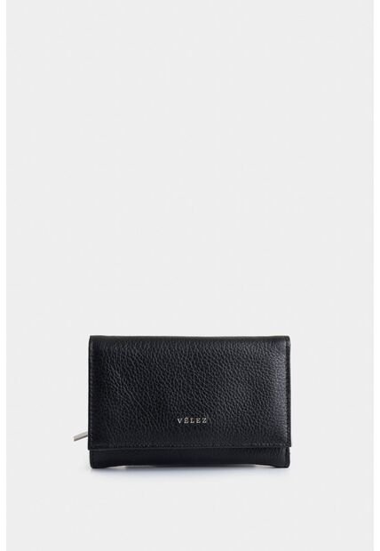 Billetera Real De Cuero Para Mujer Con Monedero Billetera Real De Cuero Para Mujer Con Monedero Negro VÉLEZ