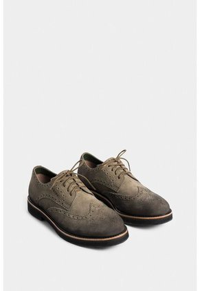 Zapatos De Cordón Alessio De Cuero Gamuza Para Hombre Efecto Escribiente Zapatos De Cordón Alessio De Cuero Gamuza Para Hombre Efecto Escribiente Verde Oliva 43 VÉLEZ