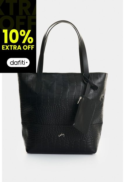 Shopping De Cuero Grabado Para Mujer Verona Shopping De Cuero Grabado Para Mujer Verona Negro VÉLEZ