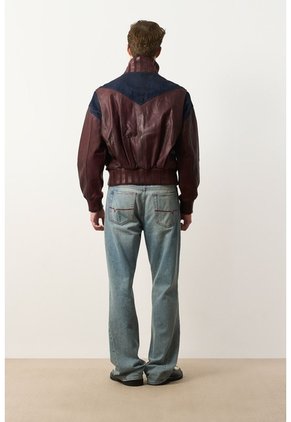 Chaqueta Bomber En Cuero Y Denim Para Hombre Chaqueta Bomber En Cuero Y Denim Para Hombre Vinotinto S VÉLEZ