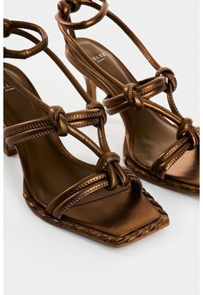 Sandalia Tacón De Cuero Para Mujer Ocaso Sandalia Tacón De Cuero Para Mujer Ocaso Bronce 35 VÉLEZ