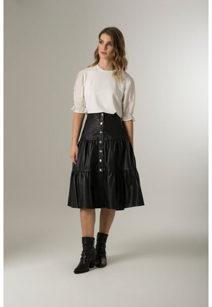 Falda Largo Midi Sesia De Cuero Para Mujer Recogidos Negro Falda Largo Midi Sesia De Cuero Para Mujer Recogidos Negro 06 Vélez