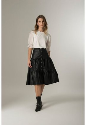 Falda Largo Midi Sesia De Cuero Para Mujer Recogidos Negro Falda Largo Midi Sesia De Cuero Para Mujer Recogidos Negro 06 Vélez