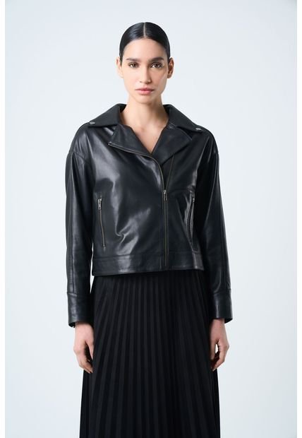 Chaqueta Lyra De Cuero Para Mujer Biker Flecos Chaqueta Lyra De Cuero Para Mujer Biker Flecos Negro L Vélez