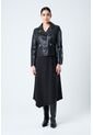 Chaqueta Silueta Tipo Biker De Cuero Para Mujer Cremalleras Chaqueta Silueta Tipo Biker De Cuero Para Mujer Cremalleras Negro L VÉLEZ de Vélez