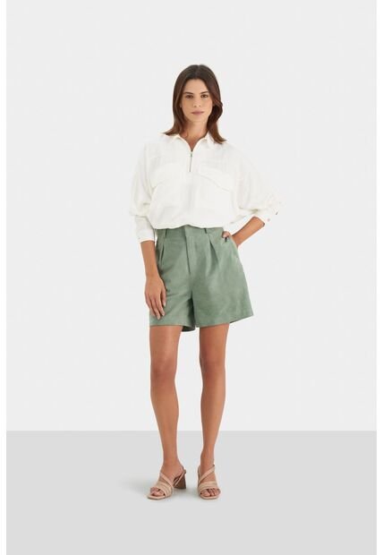 Short Ciboria De Cuero Gamuza Para Mujer Tiro Alto Short Ciboria De Cuero Gamuza Para Mujer Tiro Alto Agua Marina 12 VÉLEZ