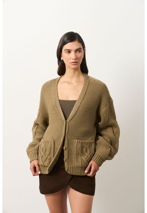 Cárdigan En Lana Para Mujer Alba Cárdigan En Lana Para Mujer Alba Verde Oliva XL VÉLEZ