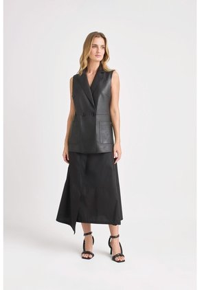 Chaleco Sol De Cuero Ovino Para Mujer Fit Recto Chaleco Sol De Cuero Ovino Para Mujer Fit Recto Negro XL VÉLEZ