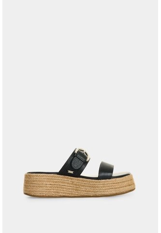 Sandalia Plataforma En Cuero Y Yute Para Mujer Ikal Sandalia Plataforma En Cuero Y Yute Para Mujer Ikal Negro 38 VÉLEZ Vélez
