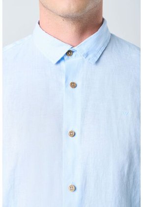 Camisa Manga Larga En Lino Para Hombre Silueta Semi Ajustada Camisa Manga Larga En Lino Para Hombre Silueta Semi Ajustada Azul Claro S VÉLEZ