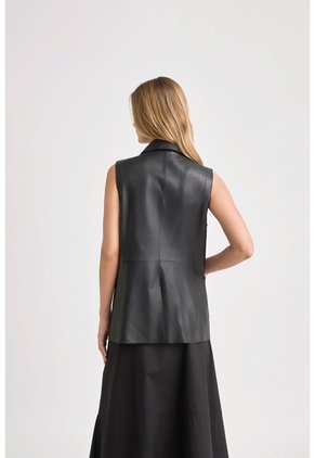 Chaleco Sol De Cuero Ovino Para Mujer Fit Recto Chaleco Sol De Cuero Ovino Para Mujer Fit Recto Negro XL VÉLEZ