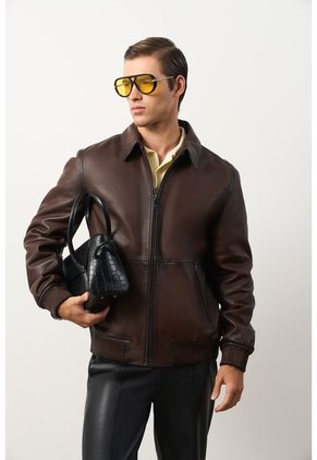 Chaqueta En Cuero Desgastado Para Hombre Sinu Chaqueta En Cuero Desgastado Para Hombre Sinu Cafe XS VÉLEZ