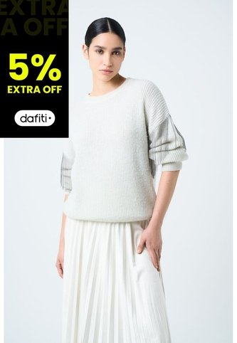 Sweater Draco Tejido Para Mujer Detalle Flecos Y Millaré Sweater Draco Tejido Para Mujer Detalle Flecos Y Millaré Crema XS VÉLEZ Vélez