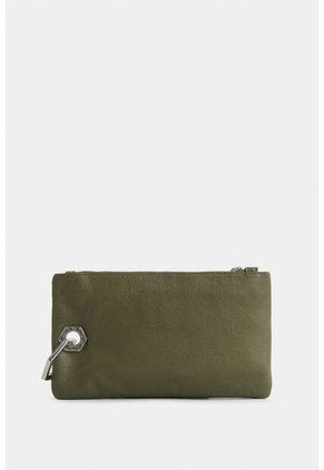 Cosmetiquera Lucía De Cuero Para Mujer Herraje Hexagonal Cosmetiquera Lucía De Cuero Para Mujer Herraje Hexagonal Verde Vélez