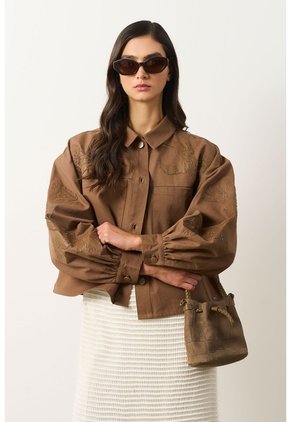 Chaqueta Cropped Para Mujer Surco Chaqueta Cropped Para Mujer Surco Tabaco XL VÉLEZ