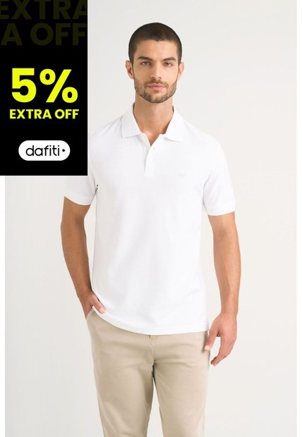 Polo Para Hombre Semi Fit Detalle Jacquard Polo Para Hombre Semi Fit Detalle Jacquard Blanco XS VÉLEZ