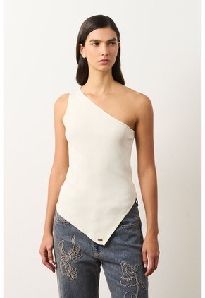 Top Tejido Asimetrico Para Mujer Quimera Top Tejido Asimetrico Para Mujer Quimera Crema XS VÉLEZ