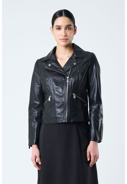 Chaqueta Silueta Tipo Biker De Cuero Para Mujer Cremalleras Chaqueta Silueta Tipo Biker De Cuero Para Mujer Cremalleras Negro S Vélez