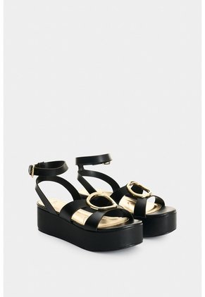 Sandalia Plataforma De Cuero Para Mujer Lagoon Sandalia Plataforma De Cuero Para Mujer Lagoon Negro 39 VÉLEZ