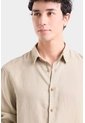 Camisa Manga Larga En Lino Para Hombre Silueta Semi Ajustada Camisa Manga Larga En Lino Para Hombre Silueta Semi Ajustada Verde Oliva XXL VÉLEZ de Vélez