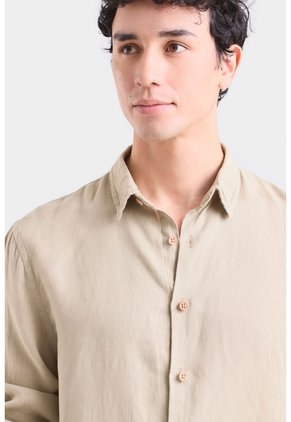 Camisa Manga Larga En Lino Para Hombre Silueta Semi Ajustada Camisa Manga Larga En Lino Para Hombre Silueta Semi Ajustada Verde Oliva XXL VÉLEZ