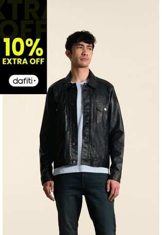 Chaqueta Trucker Paraná De Cuero Para Hombre Corte Clásico Chaqueta Trucker Paraná De Cuero Para Hombre Corte Clásico Negro L VÉLEZ Vélez