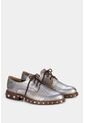 Zapatos Cordón Oxford De Cuero Folia Para Mujer Detalle De Taches Zapatos Cordón Oxford De Cuero Folia Para Mujer Detalle De Taches Gris Pistola 39 Vélez de Vélez