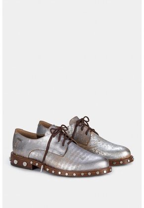Zapatos Cordón Oxford De Cuero Folia Para Mujer Detalle De Taches Zapatos Cordón Oxford De Cuero Folia Para Mujer Detalle De Taches Gris Pistola 39 Vélez