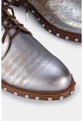 Zapatos Cordón Oxford De Cuero Folia Para Mujer Detalle De Taches Zapatos Cordón Oxford De Cuero Folia Para Mujer Detalle De Taches Gris Pistola 39 Vélez