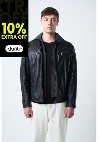 Chaqueta Belmont De Cuero Para Hombre Capucha Y Pechera Chaqueta Belmont De Cuero Para Hombre Capucha Y Pechera Negro XL VÉLEZ Vélez