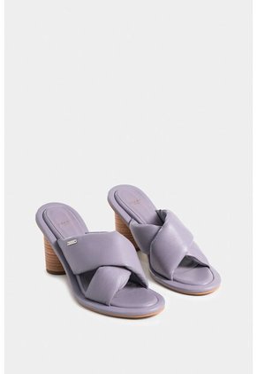 Sandalia Tacón Mawi De Cuero Para Mujer Tiras Abombadas Sandalia Tacón Mawi De Cuero Para Mujer Tiras Abombadas Lila 35 VÉLEZ
