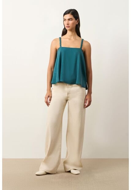 Camisa Canes Fit Holgado Para Mujer Detalle Trenzado Camisa Canes Fit Holgado Para Mujer Detalle Trenzado Azul Aguamarina S VÉLEZ