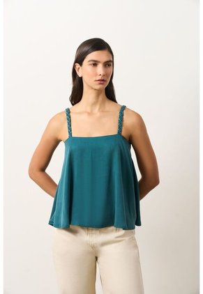 Camisa Canes Fit Holgado Para Mujer Detalle Trenzado Camisa Canes Fit Holgado Para Mujer Detalle Trenzado Azul Aguamarina S VÉLEZ