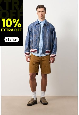 Chaqueta Bomber En Cuero Envejecido Para Hombre Chaqueta Bomber En Cuero Envejecido Para Hombre Azul XXL VÉLEZ Vélez