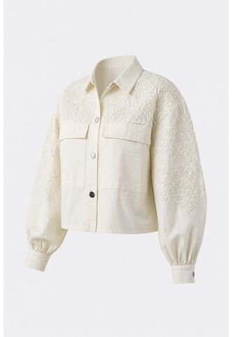 Chaqueta Cropped Holgada Para Mujer Tritón Chaqueta Cropped Holgada Para Mujer Tritón Crema XXXL VÉLEZ Vélez
