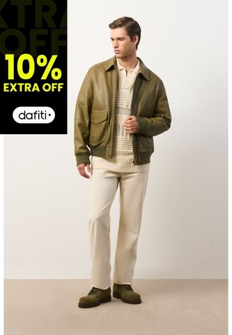 Chaqueta Aviador De Cuero Para Hombre Nila Chaqueta Aviador De Cuero Para Hombre Nila Verde Oliva XL VÉLEZ Vélez
