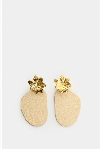 Arete Flor Metalizada De Cuero Para Mujer Lumia Arete Flor Metalizada De Cuero Para Mujer Lumia Dorado VÉLEZ Vélez