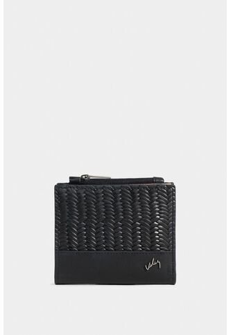 Billetera Golden De Cuero Para Mujer Detalle Grabado Billetera Golden De Cuero Para Mujer Detalle Grabado Negro VÉLEZ Vélez