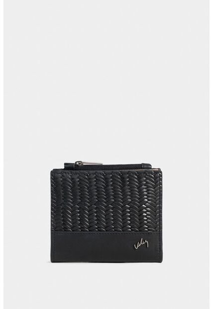 Billetera Golden De Cuero Para Mujer Detalle Grabado Billetera Golden De Cuero Para Mujer Detalle Grabado Negro VÉLEZ