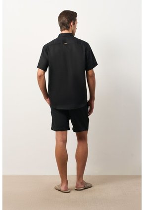 Camisa En Lino Manga Corta Siena Para Hombre Camisa En Lino Manga Corta Siena Para Hombre Negro XL VÉLEZ