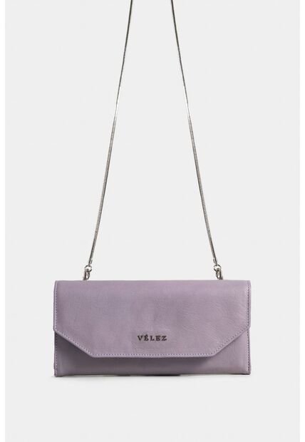 Porta Chequera De Cuero Liso Para Mujer Cadena Removible Porta Chequera De Cuero Liso Para Mujer Cadena Removible Lila Vélez