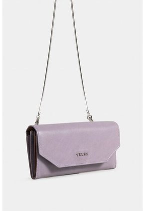 Porta Chequera De Cuero Liso Para Mujer Cadena Removible Porta Chequera De Cuero Liso Para Mujer Cadena Removible Lila Vélez